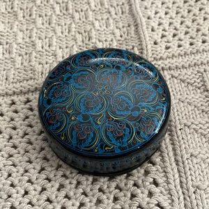 Vintage Handmade Lacquered Round Trinket Box